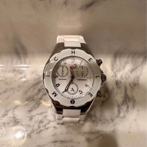 Michele White and Silver “Tahitian Jelly Bean” Watch - Picture 1 of 3
